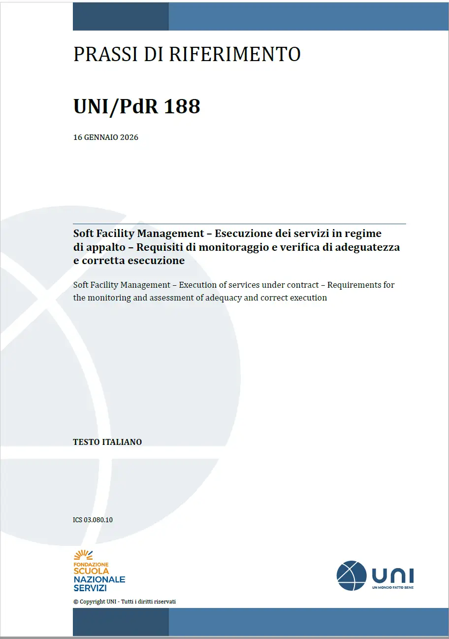UNI/PdR 188:2026 | Soft Facility Management - Esecuzione dei servizi in regime di appalto 